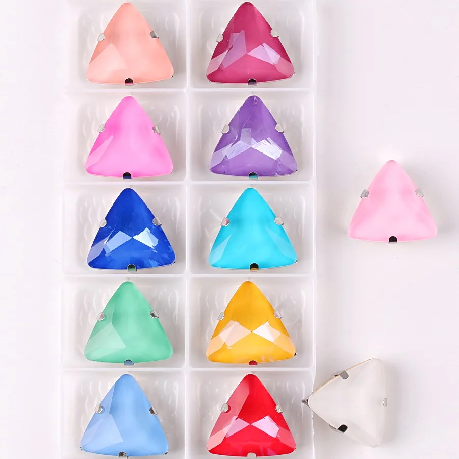 18mm Dreieck Form Silber Klaue Einstellungen Gelee Süßigkeiten Mokka ab Farbe Glas Kristall auf Strass DIY Perlen für Handarbeiten nähen – Detail 2