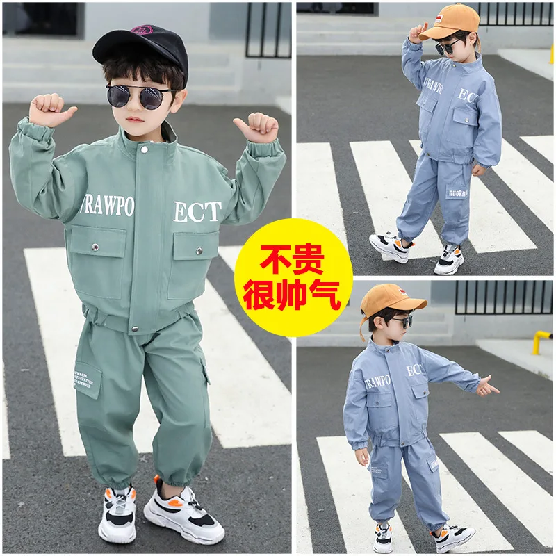 

2020 Spring New Style Western Style Two-Piece Set Korean-style Children ECT Lettered Workwear Set Korean-style Childrenswear