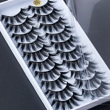 10 пар 3D норковые накладные ресницы волнистый крест пушистый удлинитель ресниц толстые накладные ресницы Роскошные объемные ресницы ручной работы