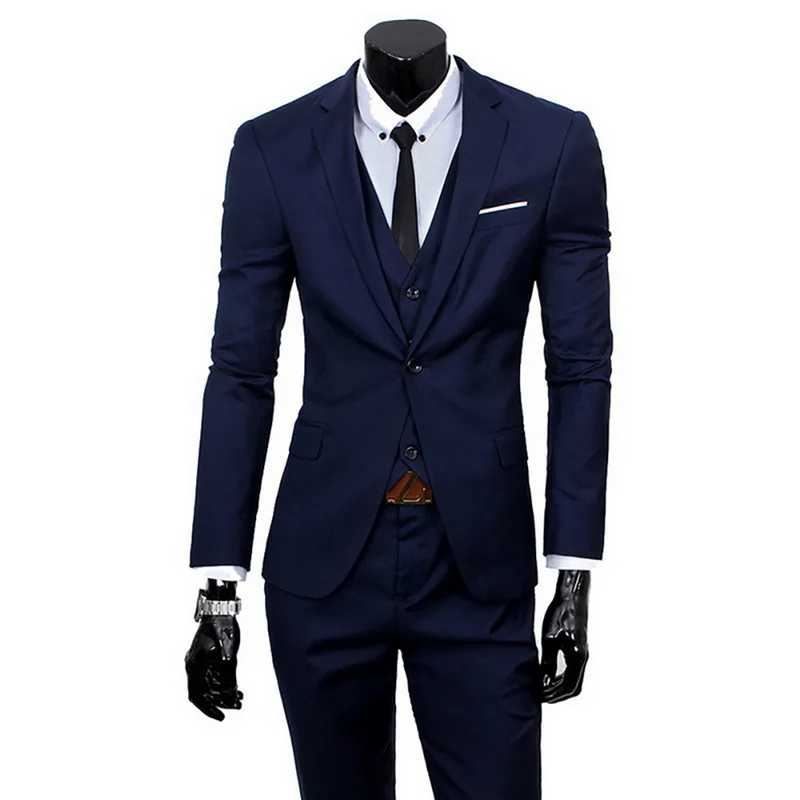 Pieces Business Blazer +Vest +Pants Suit Sets Men Autumn Fashion Solid Slim Wedding Set Vintage Classic Blazers Male 3 Pieces
