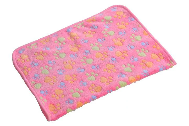 3 Colors 40x60cm 75x50cm Cute Floral Pet Sleep Warm Paw Print towel Dog Cat Puppy Fleece Soft Blanket Pet Beds Towel Mat