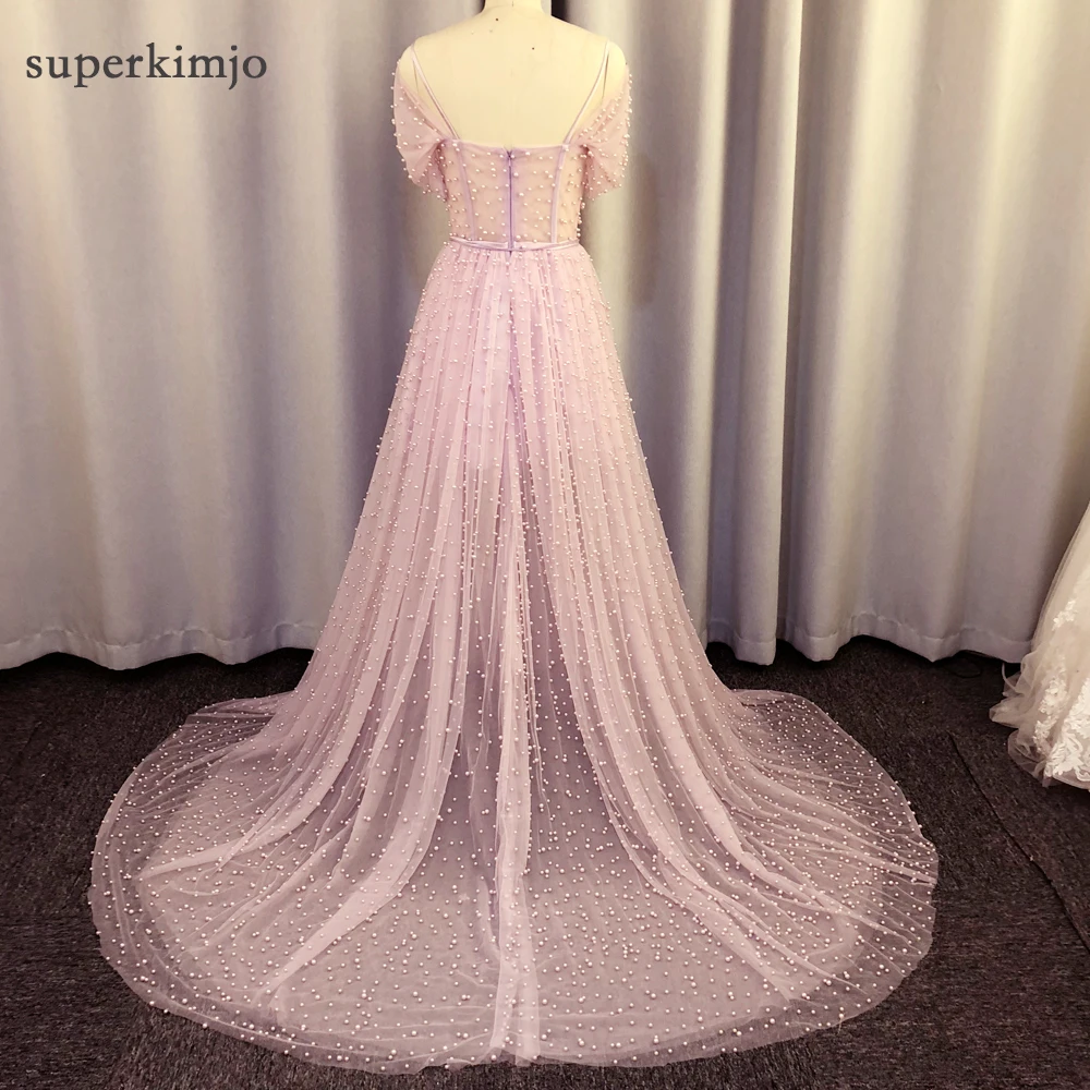 SuperKimJo vestido de festa фиолетовые бисерные Выпускные платья с открытыми плечами сиреневое роскошное элегантное выпускное платье Robe De Soiree