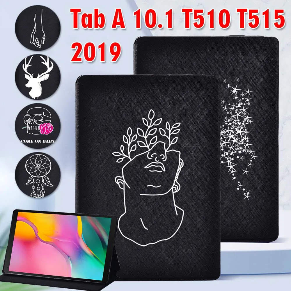 

For Samsung Galaxy Tab A 10.1" 2019 Tablet Adjustable Folding Stand Cover for SM-T510/T515 Protective Case + Free Stylus