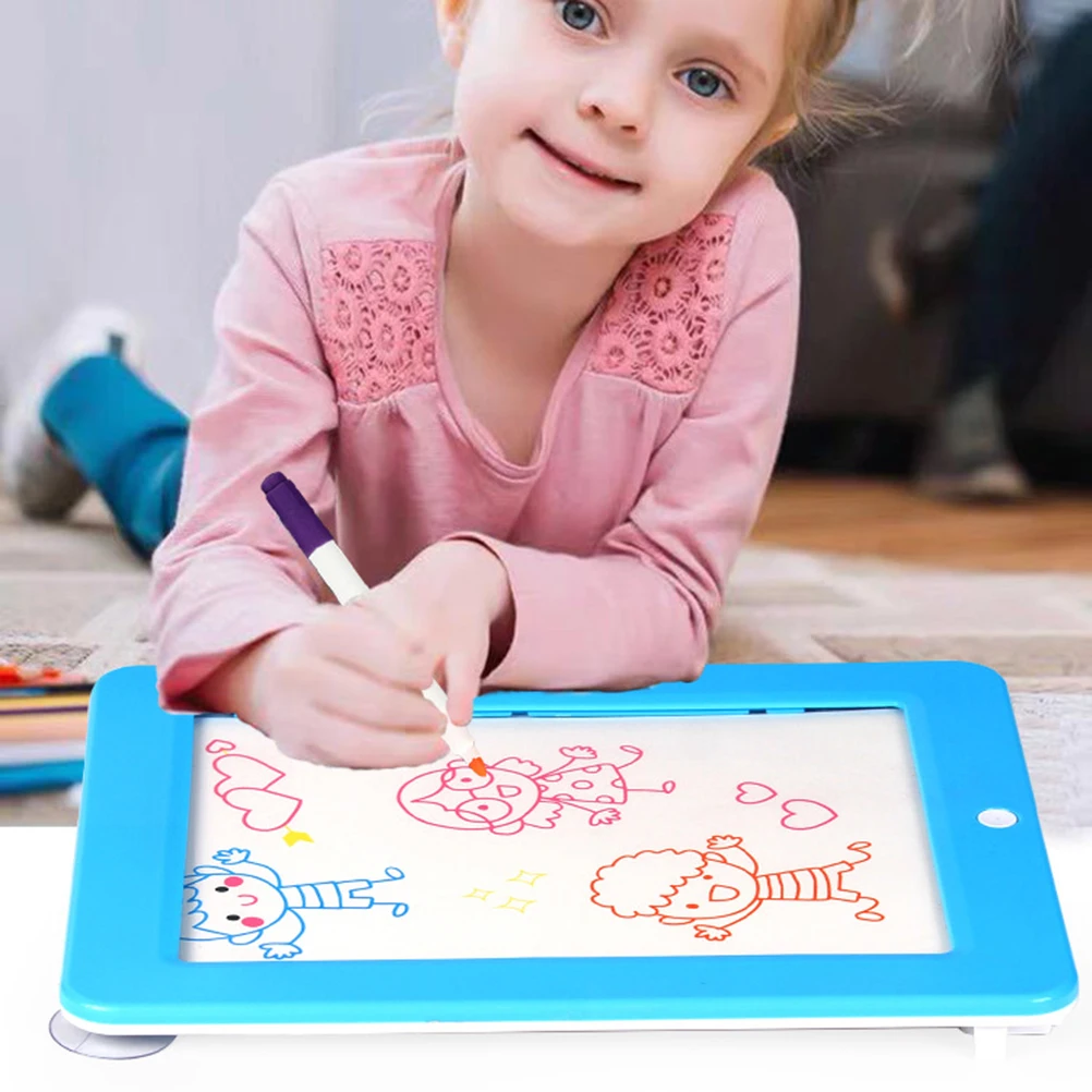 Creative Kids Pad Light Up Glow Drawing Writing Board LED Draw Sketch Tablet with Sucker for Art Write Learning Drawing Toys