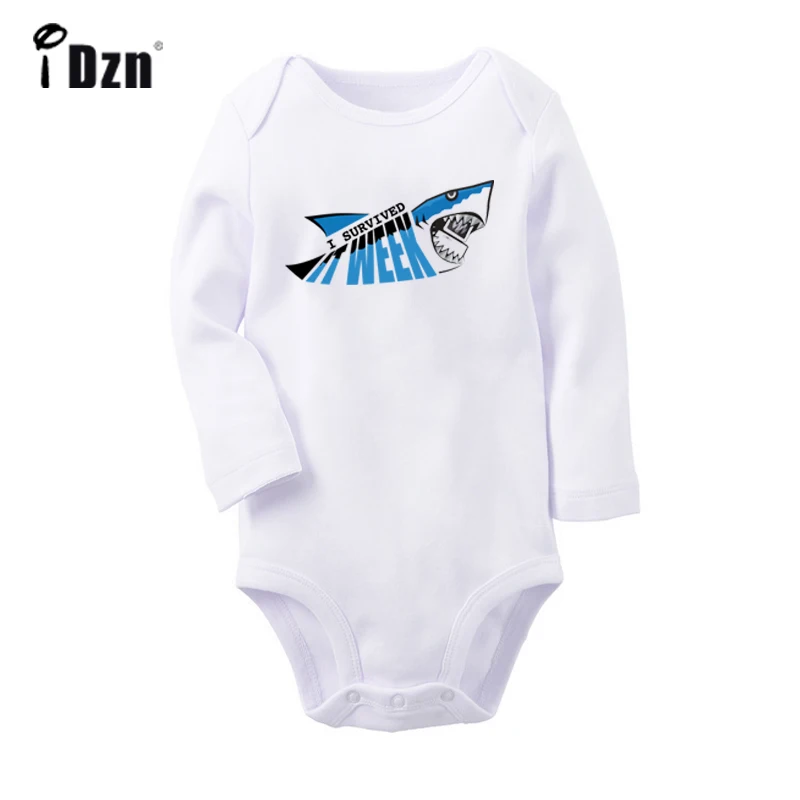 YbBaby2212WC Боди для новорожденных с рисунком акулы из мультфильма «я пережила эту неделю», боди с длинными рукавами для малышей, комбинезон, хлопковая одежда, подарок - Цвет: YbBaby2212WC