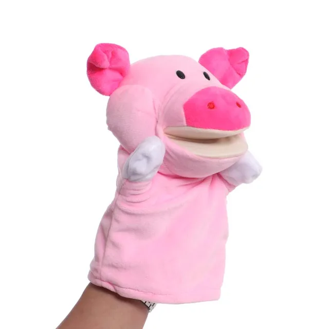 25cm Animal Hand Puppet Pink Pig Plush Toys Baby Educational Hand Puppets Cartoon Pretend Telling Story Doll Toy for Children 2