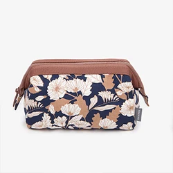 Stylish Waterproof Flamingo Makeup Bag - Travel Organizer & Toiletry Kit (Brown flower)