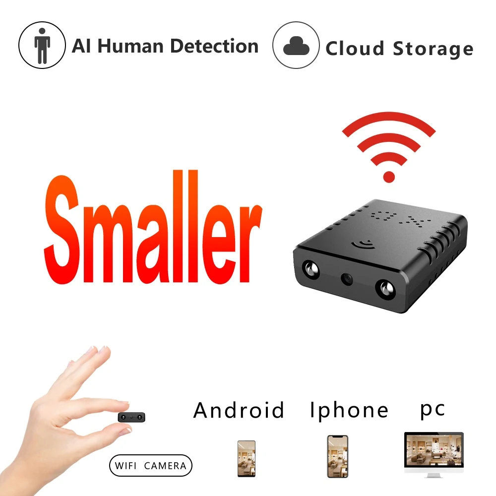 Armazenamento em Nuvem Câmera de Detecção Câmera de Alarme Mini Câmera Wifi Ir-corte ip – ap ai Humana Remoto Filmadora Max Suporte 128g hd