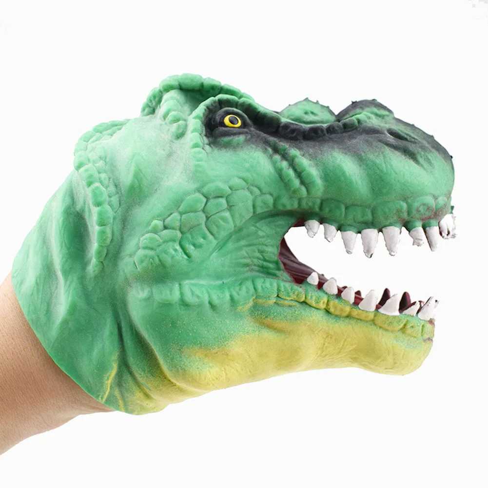 

Environmentally Friendly Plastic TPR Medium Green T-Rex Jurassic Dinosaur Hand Puppet Gloves Toy Storytelling Props