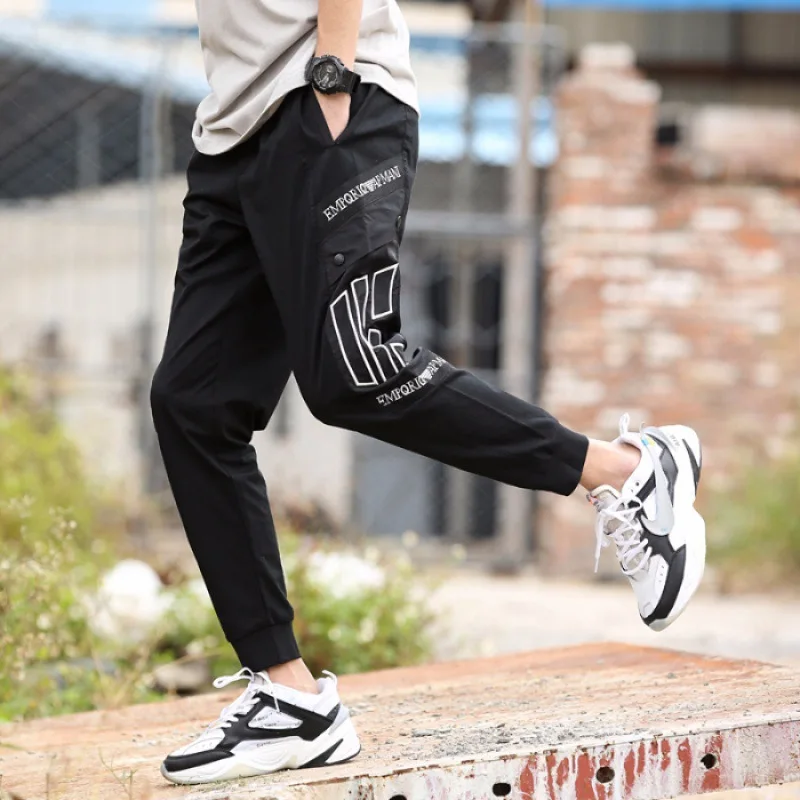 

2019 Pants Harem Casual Pants Japanese-style Trend Embroidery Trousers Spring New Style Fashion Bib Overall Men's