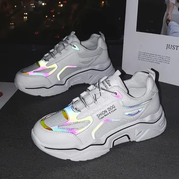 

Women Casual Shoes 2020 Spring Autumn Running Shoes Women Sneakers Flats Fashion Lace-Up white Breathable woman Sneakers Mesh