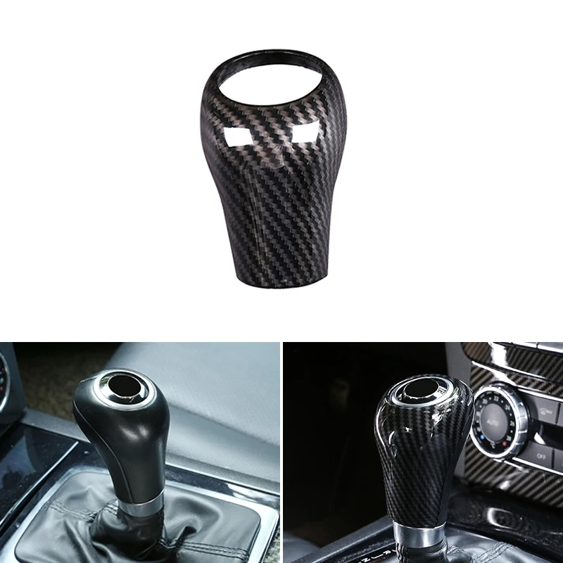 

Car Styling Carbon Fiber Texture Interior Center Control Gear Shift Head Cover Trim For Mercedes Benz C Class W204