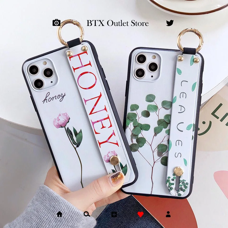 For Huawei Honor 8x 10 9 Lite Enjoy 8 Plus Nova 3i 5 Case Fashion Flower Dinosaur Lanyard Stand Silicon Phone Cover |
