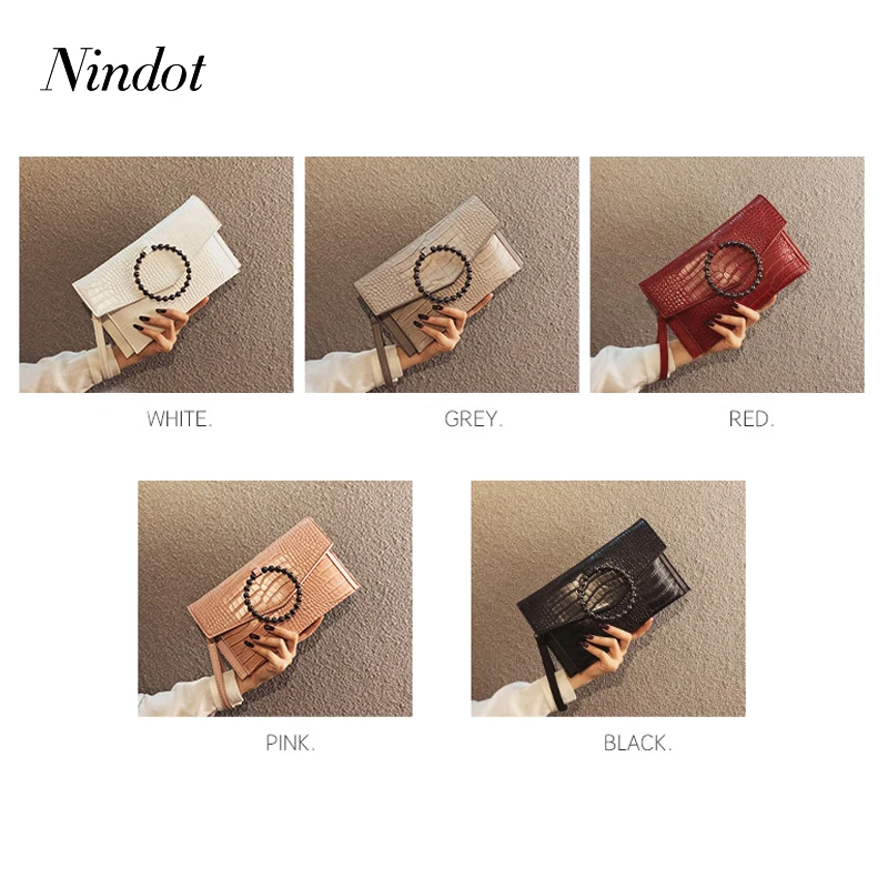 Nindot Женская сумочка-клатч вечерние свадебные женские сумки на плечо крокодиловая сумка-тоут металлическая сумочка с кольцом Сумка-клатч Кроссбоди цепь