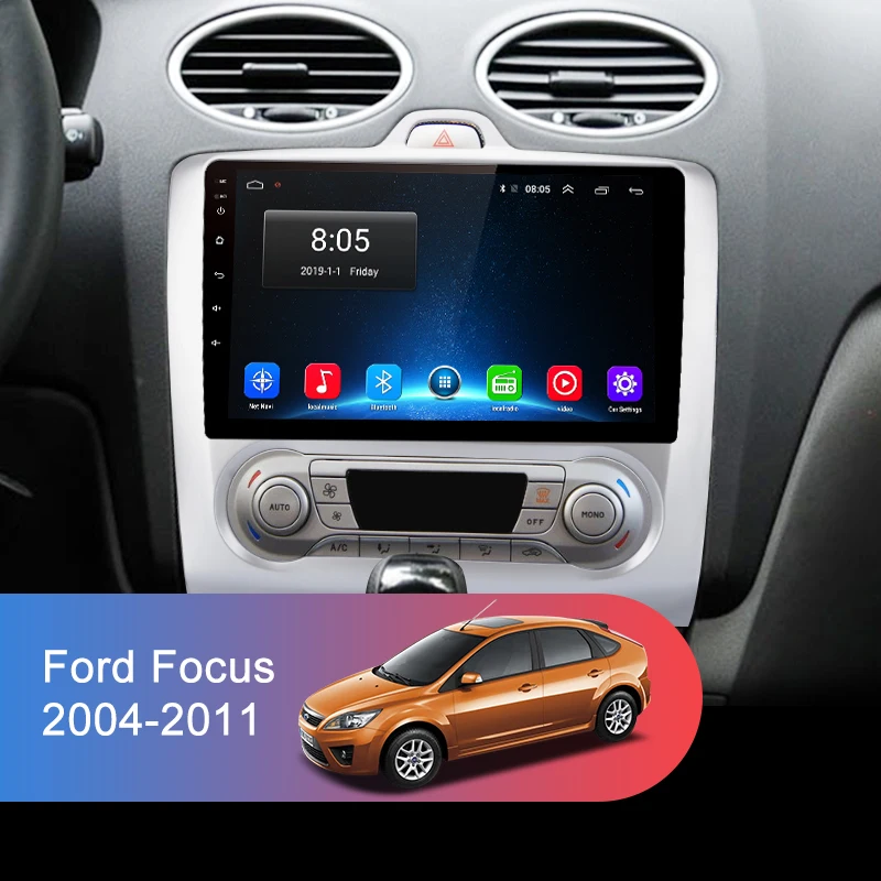 Junsun V1 Android 9,0 2G+ 32G Автомобильный мультимедийный видео плеер для Ford Focus 2 Mk2 2004-2011 Навигация gps 2 din