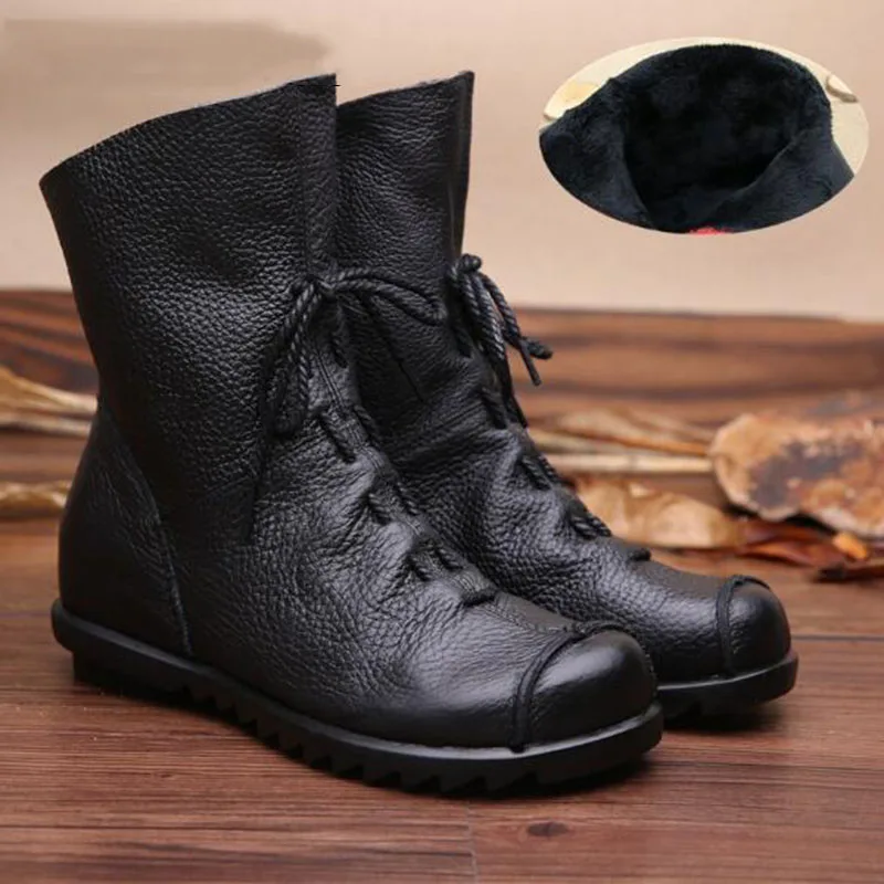 CEVABULE/женские зимние ботинки ручной работы из натуральной кожи; коллекция года; ковбойские ботинки; ботинки с круглым носком; женская обувь ZXW-1806