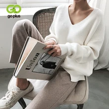 Women's Sweater Knitted Jacket V-neck Vintage White Long Sleeve Pullovers Tops Sweaters Ropa Mujer Pull Femme Jersey Mujer C8349 Women's Sweater Knitted Jacket V-neck Vintage White Long Sleeve Pullovers Tops Sweaters Ropa Mujer Pull Femme Jersey Mujer C8349