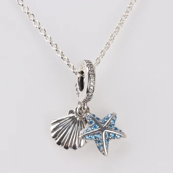 

New Original 925 Sterling Silver Crystal Tropical Starfish Dangle Charm Pendant Beads Fit Pan Bracelet For Women DIY Jewelry