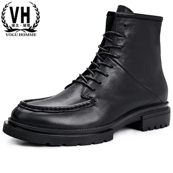 

thick bottom retro cowboy boots mens autumn winter outdoor military boots British retro men shoes cowhide military boots