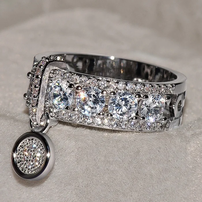 Новинка, кольца из розового золота для женщин, полностью Кристальное обручальное кольцо из Стразы для дам, Женские аксессуары, кольца на палец, ювелирное изделие, подарок