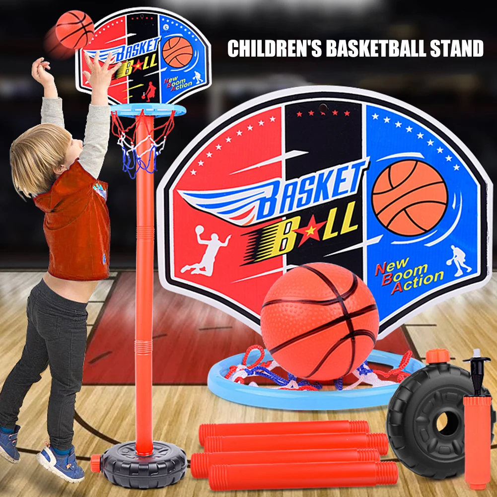 Children Basketball Playing Set Outdoor Sport AdjustableStand Basket Holder Hoop 