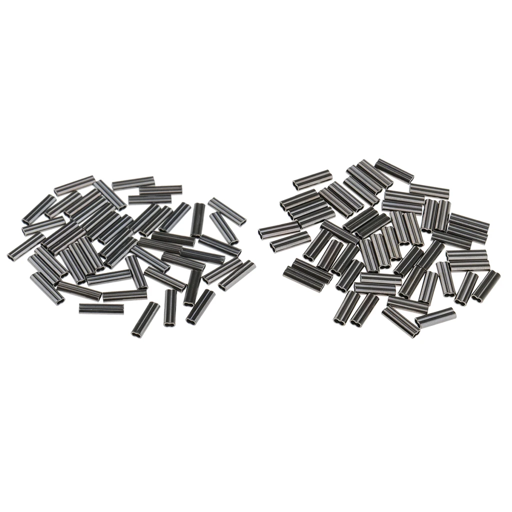 100pcs Copper Double Barrel Crimp Sleeves Connector Tool for Fishing Line Leader Wire, Fishing Tackle Accessories, 0.8mm 1.2mm