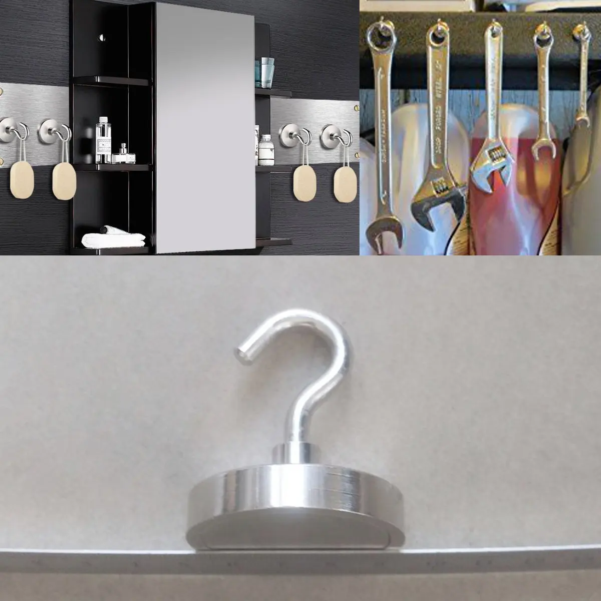 

Powerful Magnetic Hooks Hanger Organizer 32mm Neodymium Heavy Duty Strong Magnets Kitchen Home Storage Tool Hardware