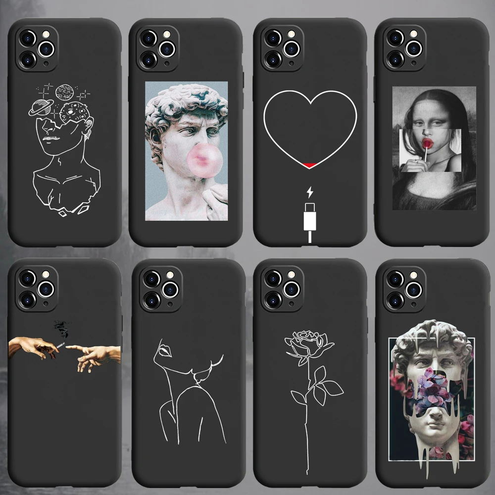 Чехол для iPhone 12 11 Pro MAX X XR XS Max 6 7 8 Plus SE 2020 черный смешной художественный абстрактный