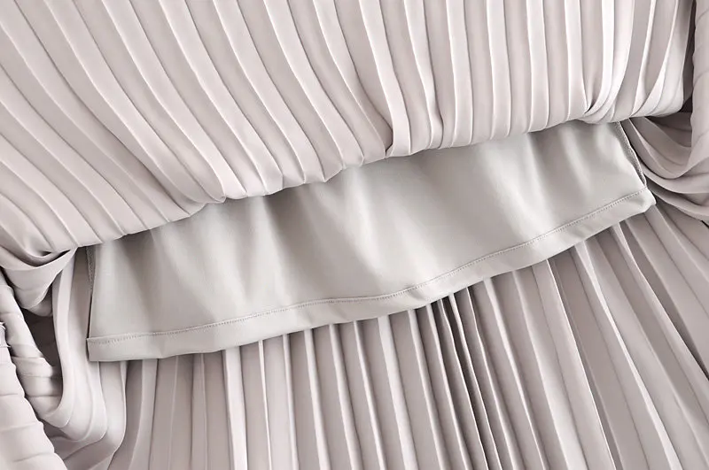 Новинка, Женская плиссированная юбка с эластичной резинкой на талии, популярная Серебристая Женская Повседневная шикарная брендовая юбка цвета металлик QUN420