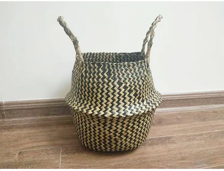 S/M/L New Arrvial Seagrass Wicker Basket Flower Pot Folding Basket Dirty Storage Basket Rattan For Home Decoration