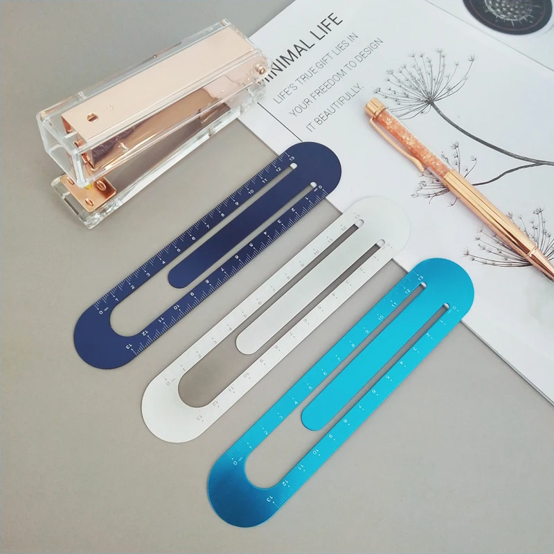Stainless Steel Metal Ruler Metric Rule Precision Double Sided Measuring Tool 13cm bookmark H0079