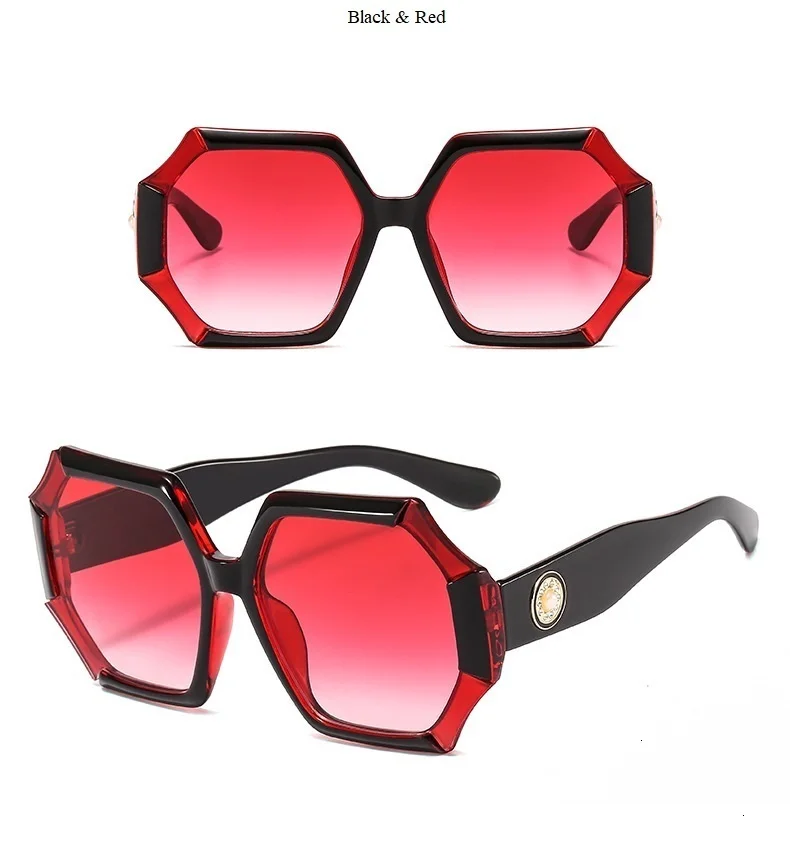 Большие уникальные квадратные полигоновые солнцезащитные очки для женщин, Лоскутная Прозрачная оправа, градиентные солнцезащитные очки, мужские оттенки, женские жемчужные очки
