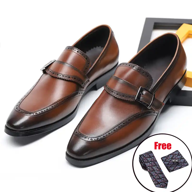 Phenkang mens leather shoes genuine 
