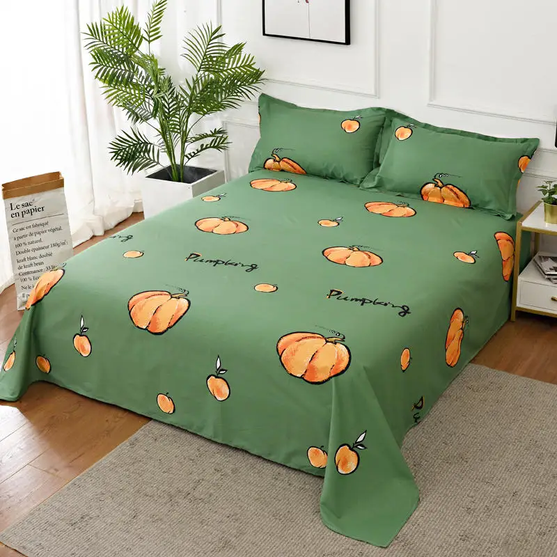 Bonenjoy 1 pc Flat Sheet 100 Cotton Double Queen King Size juego de sabanas Pumpkin Pattern