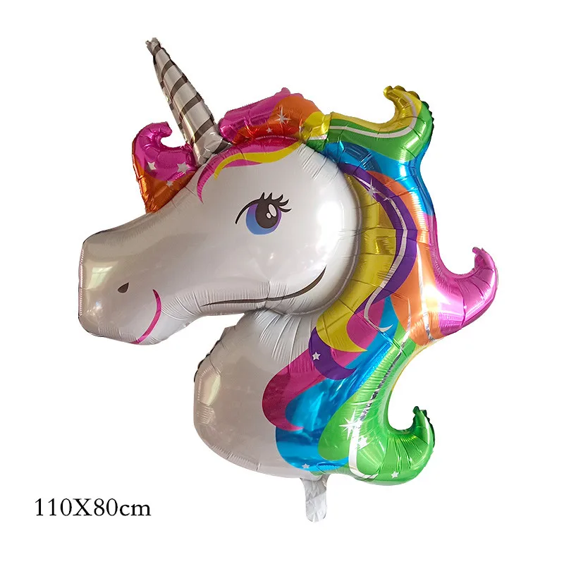 Colorful 1 шт. 100*97 см Розовый пони 3D Маленькая Лошадь Единорог шары с днем рождения Единорог вечерние гелиевый воздушный шар покрытый фольгой дети животные игрушки Globos - Цвет: Colorful