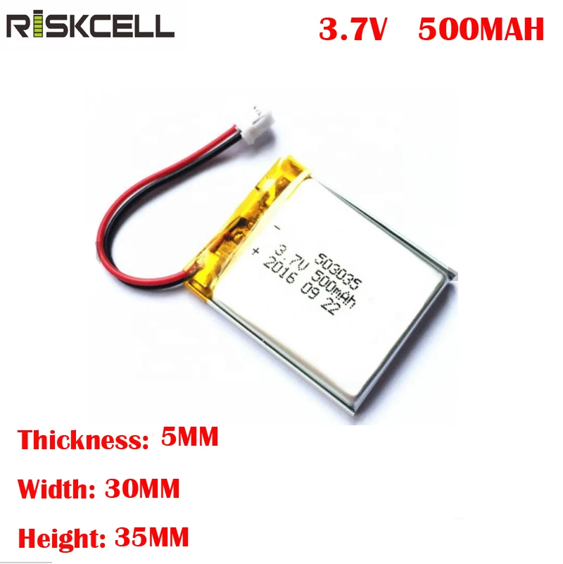 503035 lipo аккумулятор 3,7 v 500mah литий-полимерный аккумулятор 503035 с разъемом PCM для gps-трекера