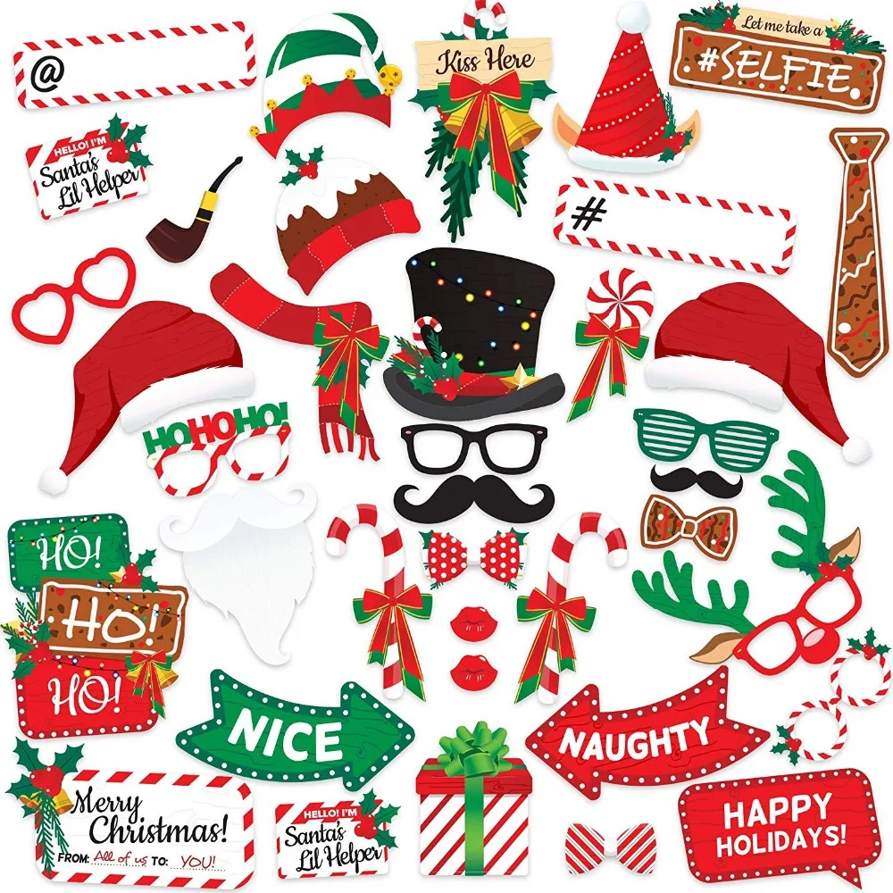 38Pcs Christmas Photo Props Message Board Party Funny Glasses Decoration Christmas Decoration Photo Props KS18 (5)