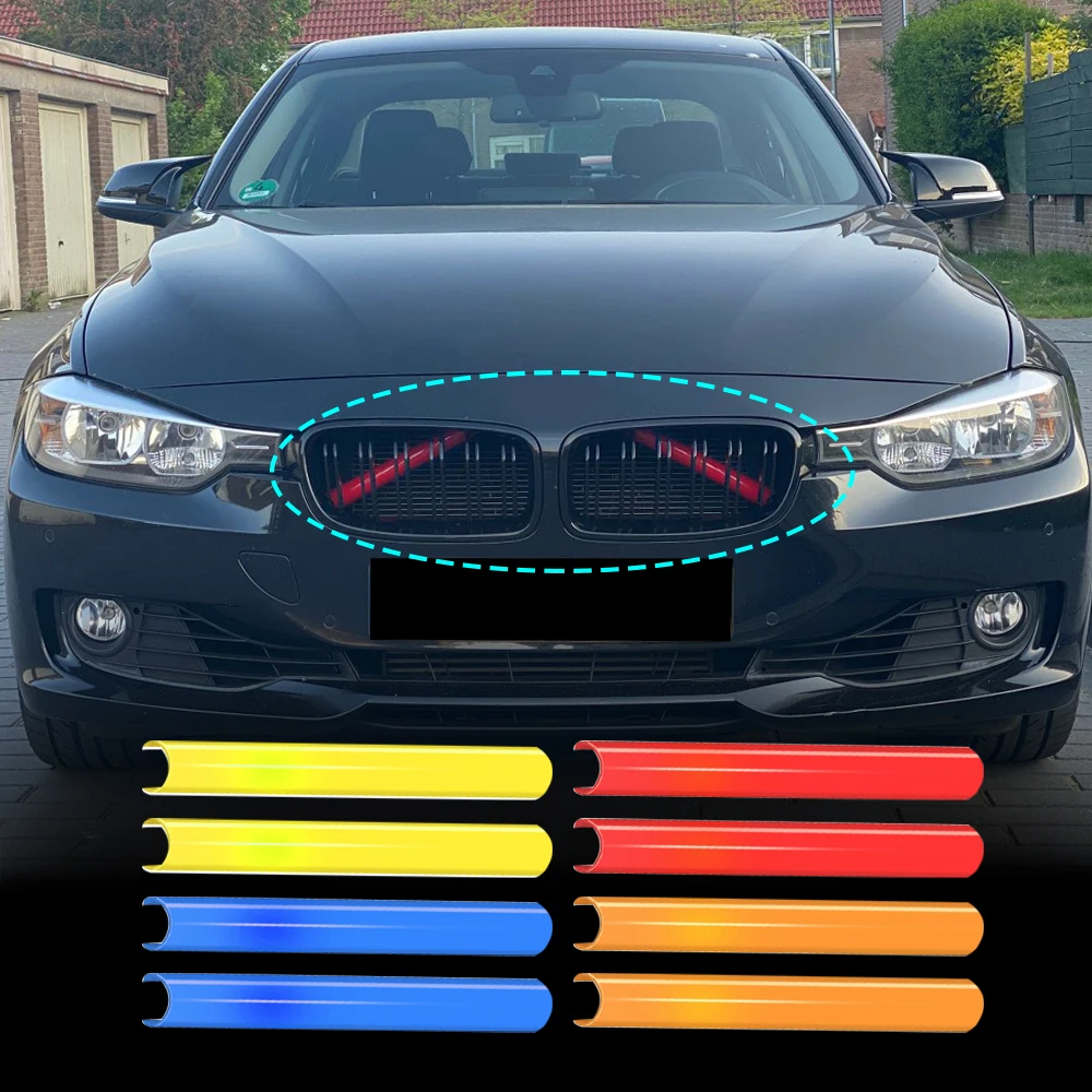 Muchkey 3D M Styling Front Grille Insert Trim motorsport Strips grill Cover Decoration Stickers For BMW 4 Series F32 F33 F36 9grilles