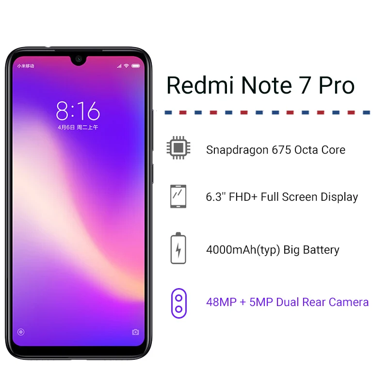 Продажа Официальный процессор Xiaomi Redmi Note 7 Pro 6 ГБ ОЗУ 128 Гб ПЗУ Восьмиядерный процессор 48MP IMX586 камера 4000 мАч смартфон