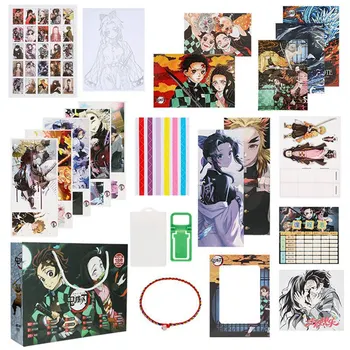 

New Anime Demon Slayer: Kimetsu No Yaiba Lucky Bag Gift Bag Include Postcard Poster Badge Stickers Bookmark Gift