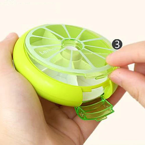 7 Days Portable Pill Storage Weekly Fruit Round Boxes Medicine Drug Storage Organizer Container Case