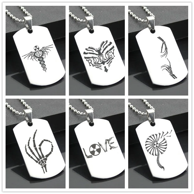 

Radiology FSK01 Classic Stainless Steel Fashion Keychain Engraving Tags steel army card pendant for necklace