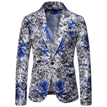 

2020 New Mens Blazer Blue Red Men Suit Jacket Fashion Casual Flower Coat High Quality blazers 2020 Overcoat