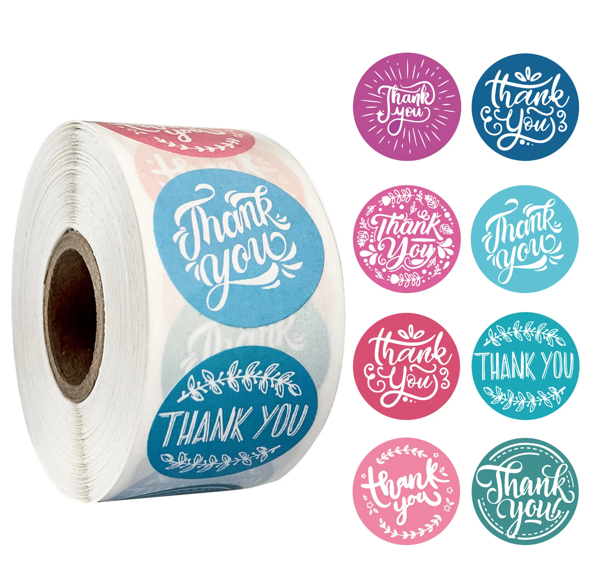 

Thank You Sticker Seal Labels Round Funcy Color Design for Color Scrapbooking Stationery Sticker 500pcs Labels Sticker Per Roll