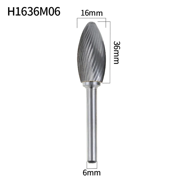 YG8 Alloy Rotary File 1Pcs Oval H-shape Single And Double Groove Tungsten Steel Woodcarving Grinding Head Carbide Milling Cutter H1636M06