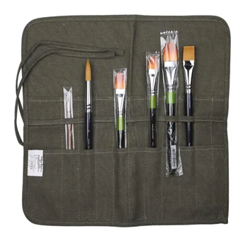 

New Canvas Brush Storage For Oil Watercolor Pen Art Supplies For Artists Paint Stationery Green Canvas Pouch Paint Brush Bag