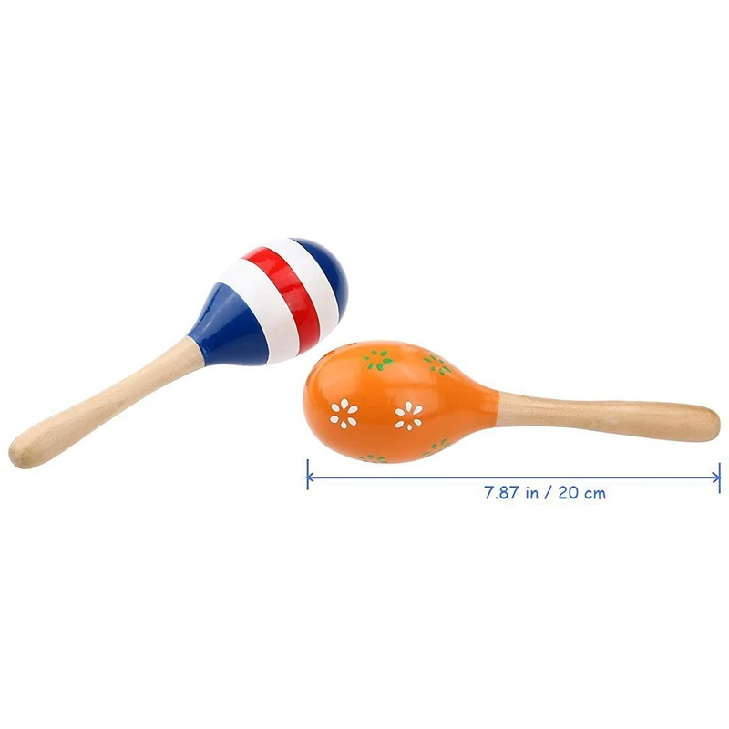 2 шт 20 см детские деревянные maracas Погремушки шейкеры Музыкальные Развивающие игрушки(случайный цвет