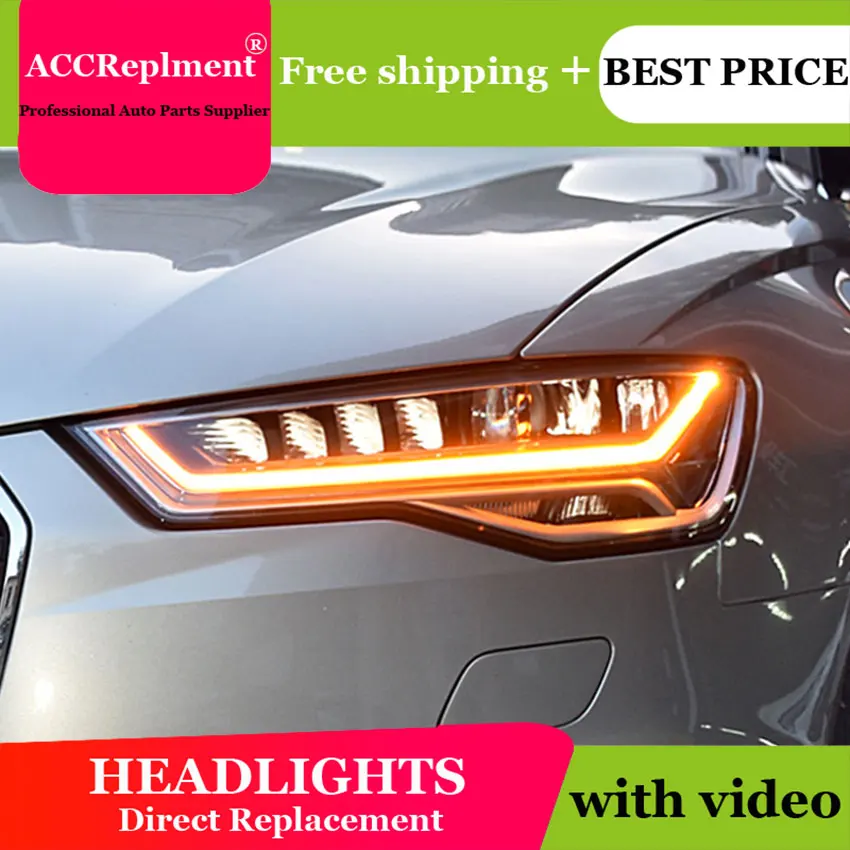 Автомобильный Стайлинг для Audi A6 фары 2012- для Audi A6 светодиодный световой бар Q5 Биксеноновая линза СВЕТОДИОДНАЯ Лампа для проектора