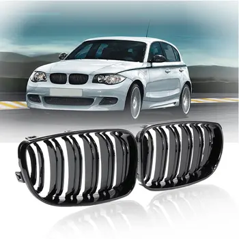 

New 1 Pair Gloss Black 2 Slat Front Kidney Racing Grille E81 E82 E87 E88 118i 125i 1 Series 2007 2008 2009 2010 2011 2012 2013