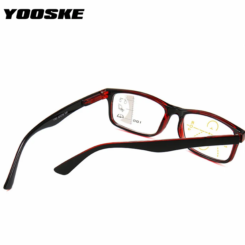 YOOSKE анти-синий светильник прогрессивные очки для чтения Для женщин Для мужчин модные квадратные очки при дальнозоркости, Анти-усталость глаз